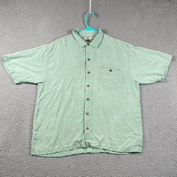 Tommy Bahama Silk Button Up Shirt Men's XL Green Resort Vacation Summer - Picture 1 of 7